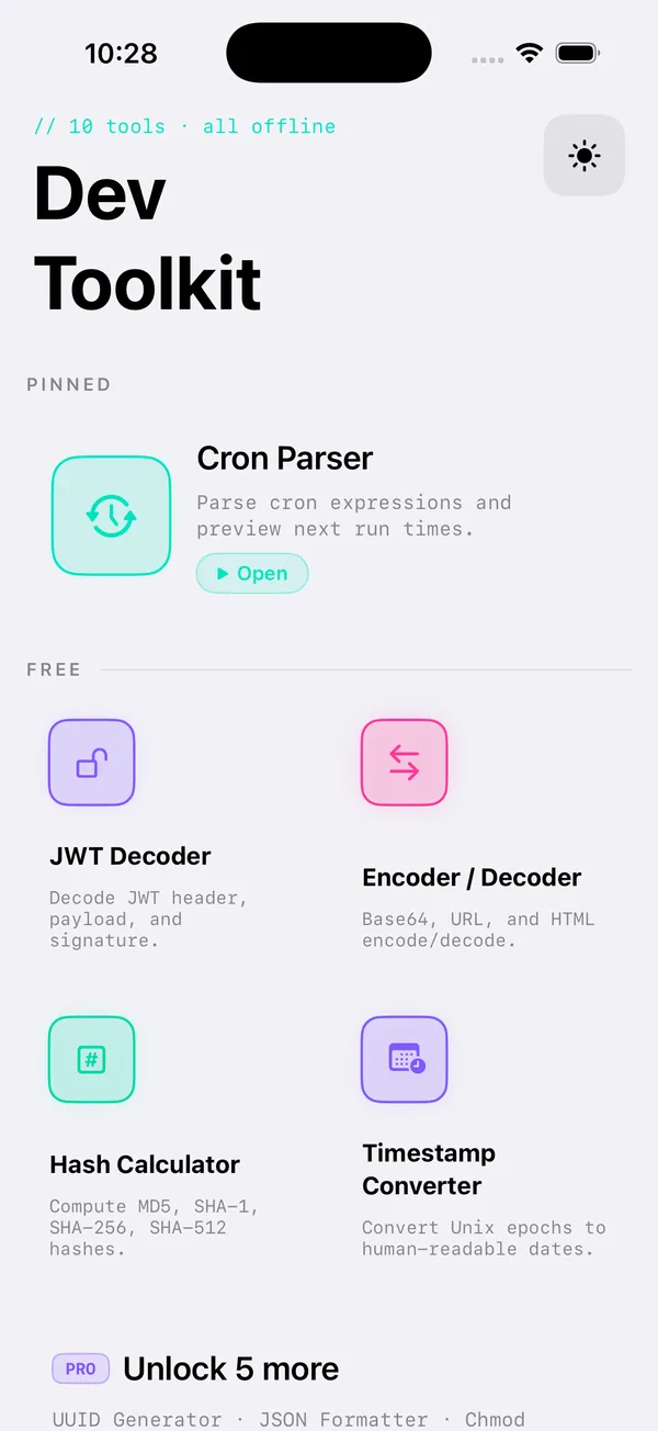 Dev Toolkit — light theme